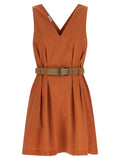 Orange V Neck Mini Dress 1