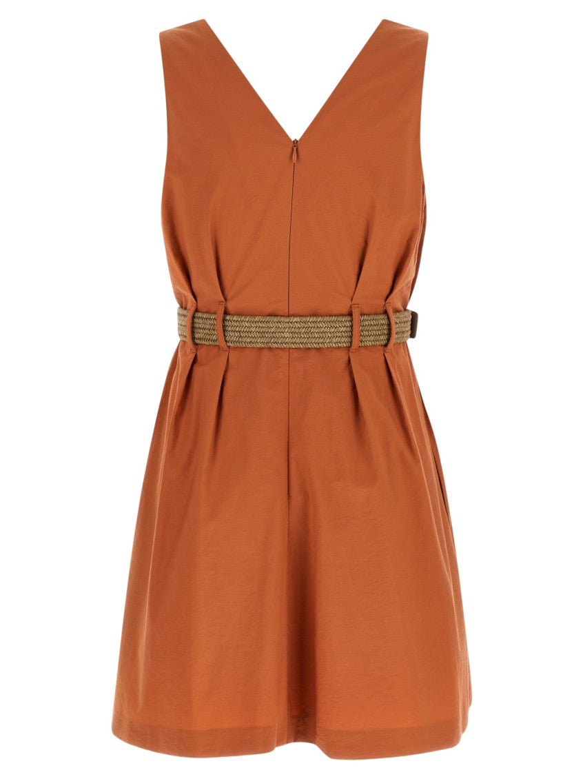 Orange V Neck Mini Dress 2