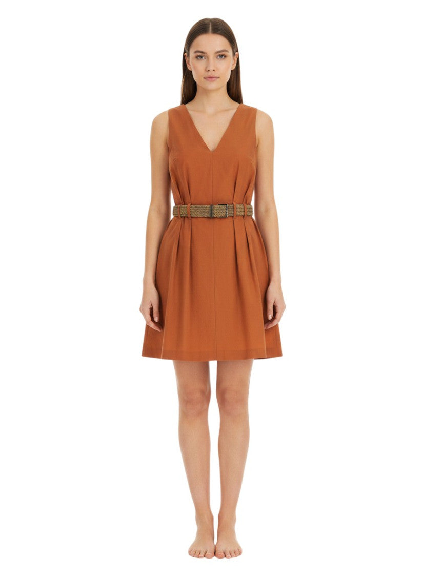 Orange V Neck Mini Dress 3