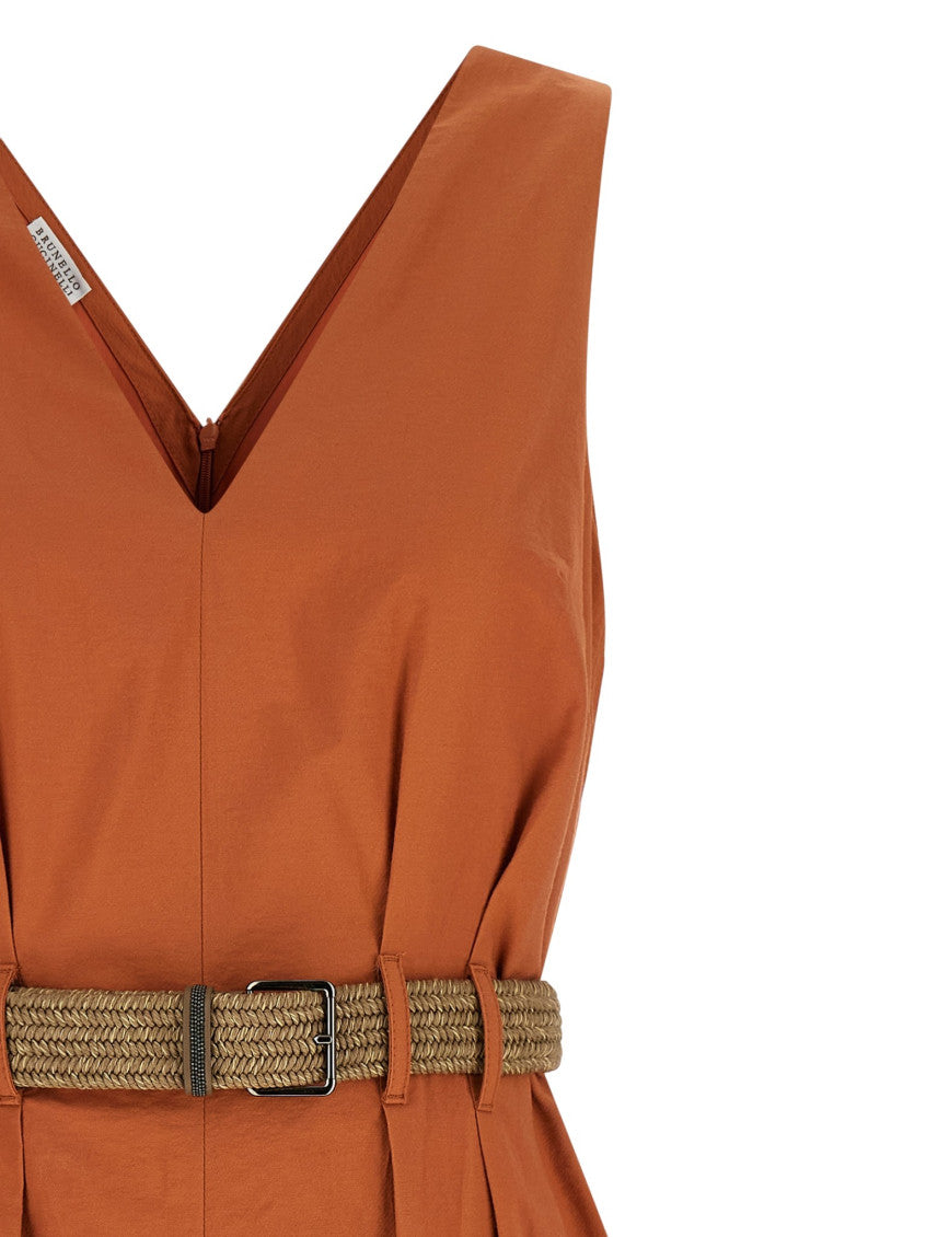 Orange V Neck Mini Dress 5