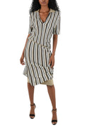 Multicolor Stripes V Neck Midi Dress 1