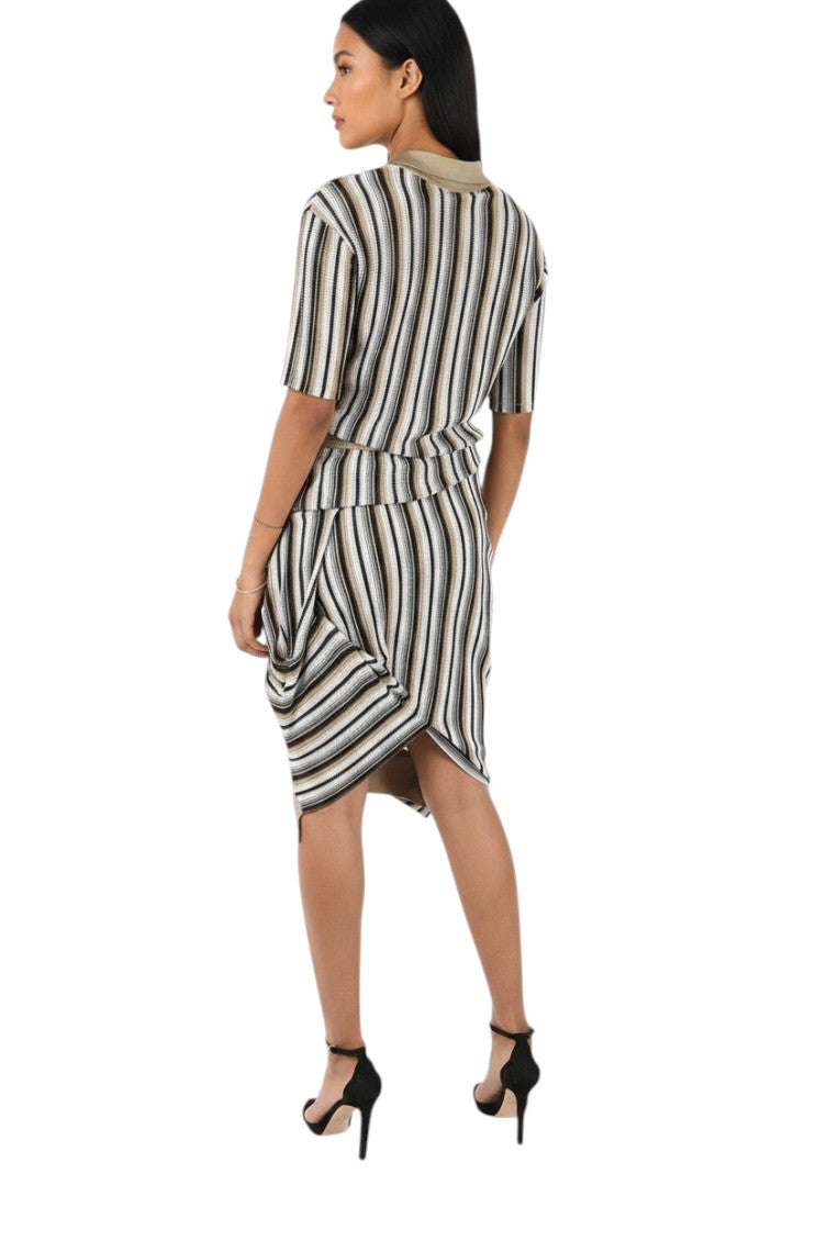 Multicolor Stripes V Neck Midi Dress 2