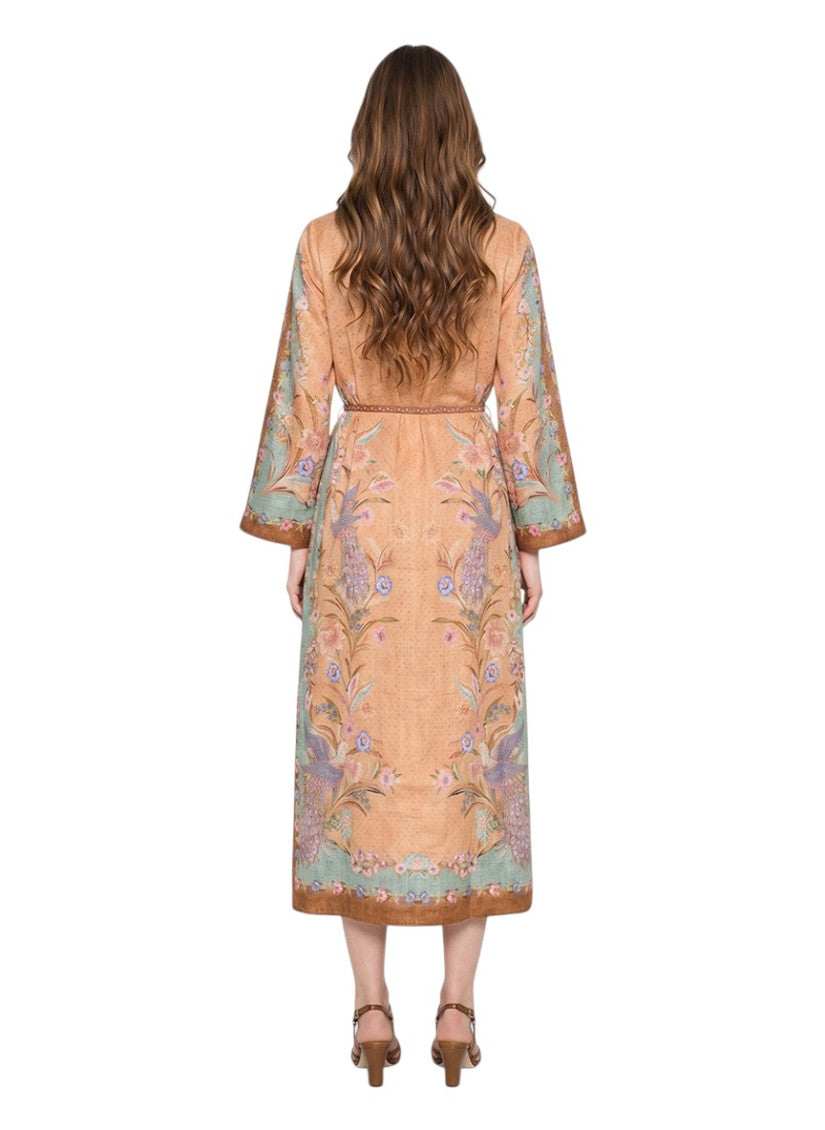 Multicolor Floral Round Neck Midi Dress 2