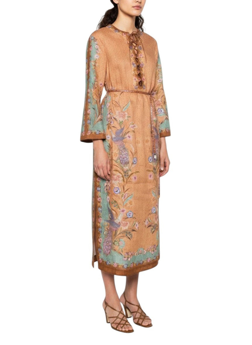Multicolor Floral Round Neck Midi Dress 3