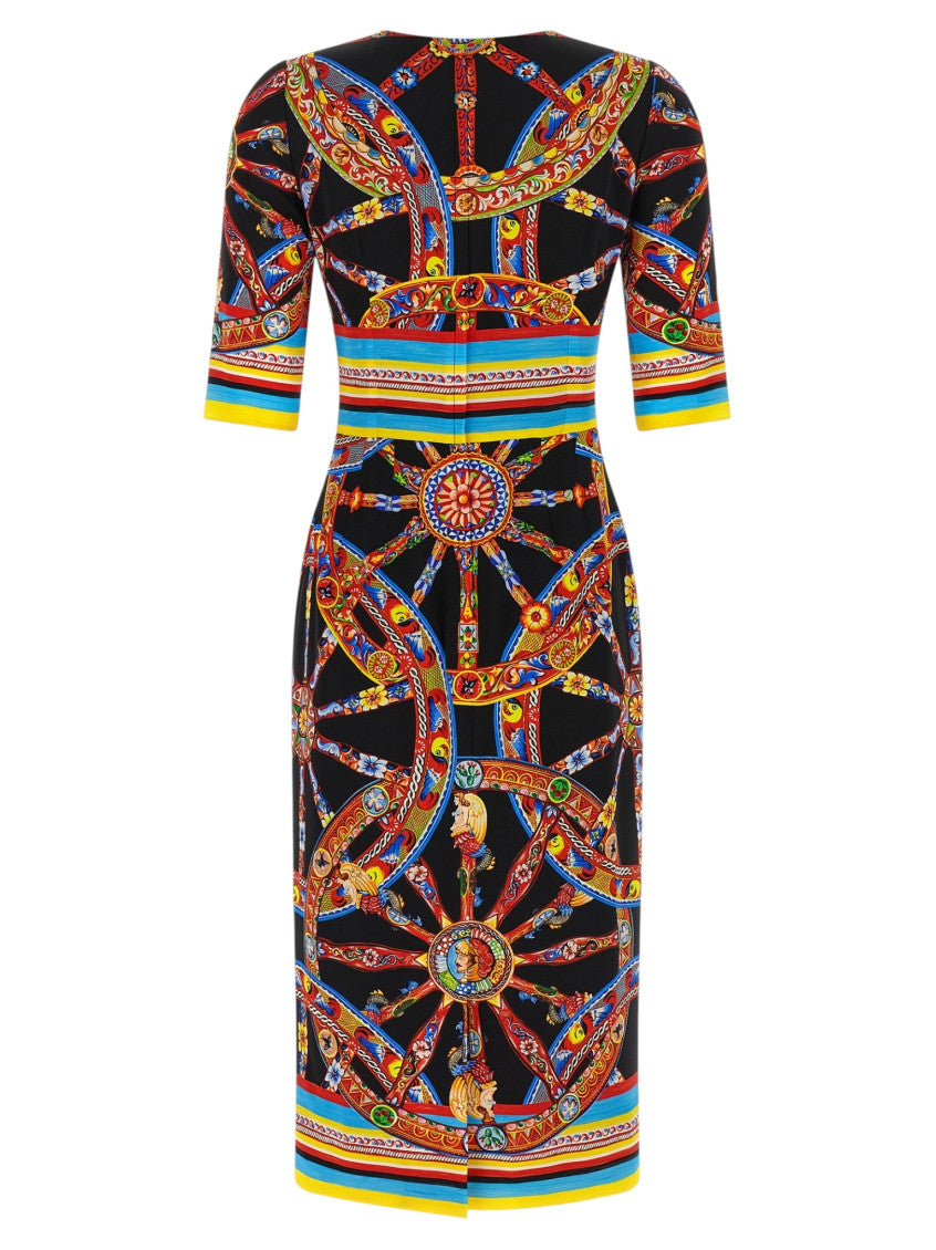 Multicolor Printed Round Neck Midi Dress 2
