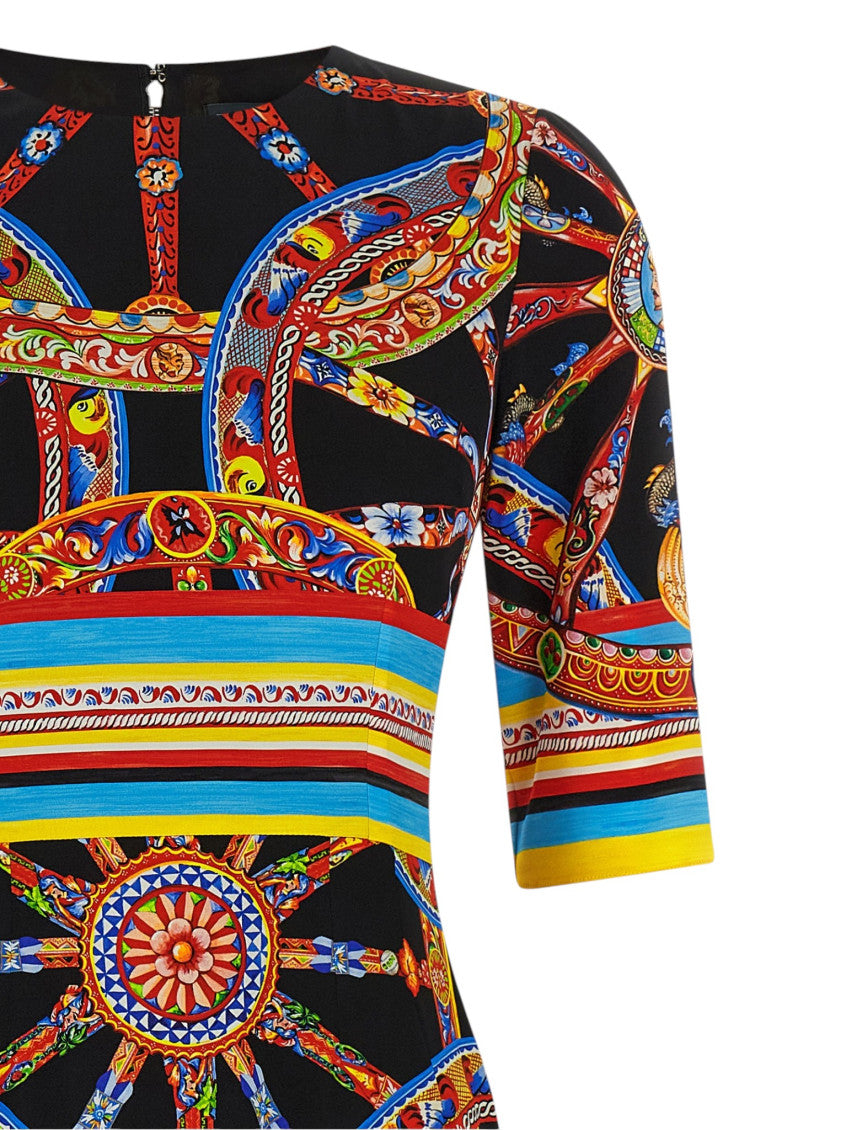 Multicolor Printed Round Neck Midi Dress 5