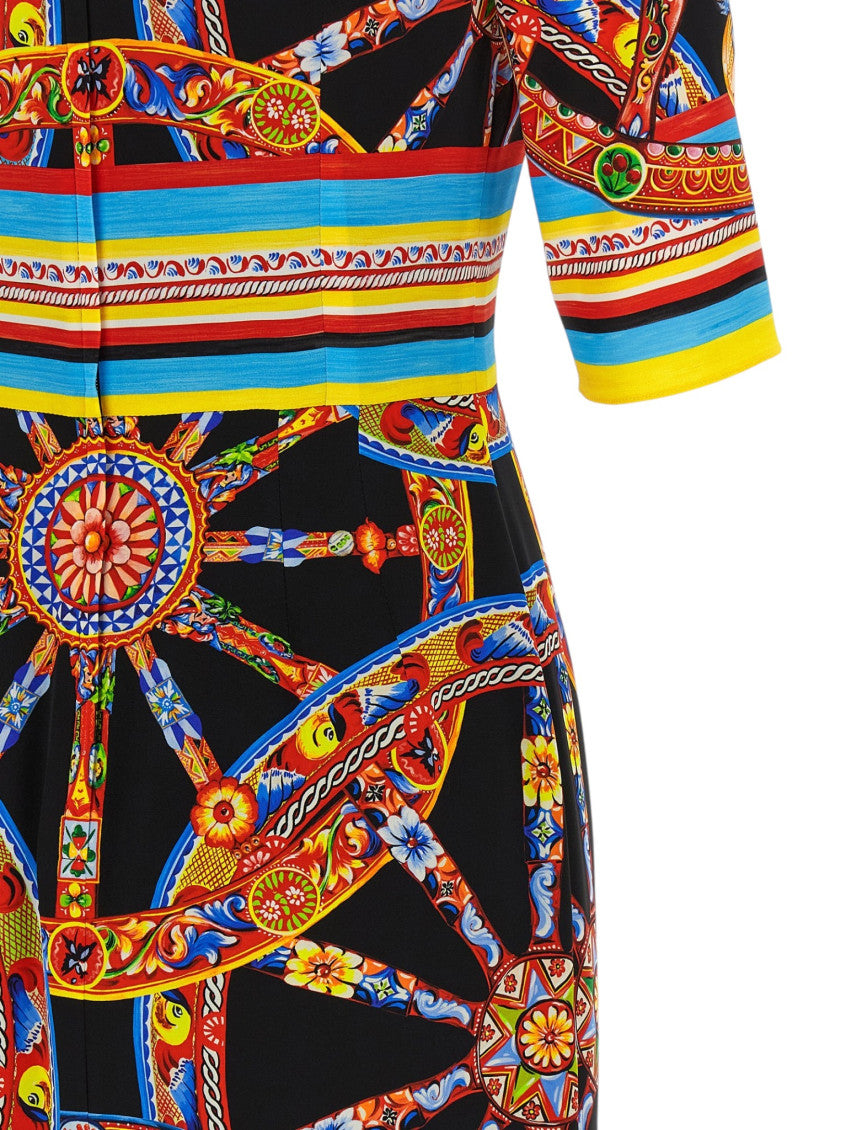 Multicolor Printed Round Neck Midi Dress 6