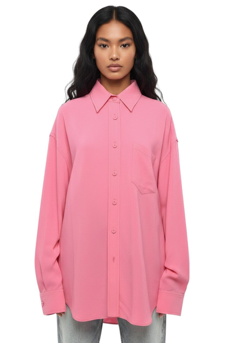 Pink Oversized Solid Shirt 1
