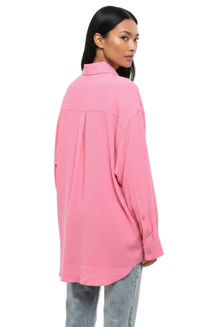 Pink Oversized Solid Shirt 2