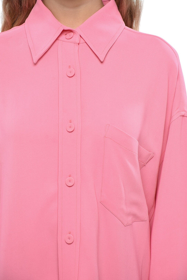 Pink Oversized Solid Shirt 3