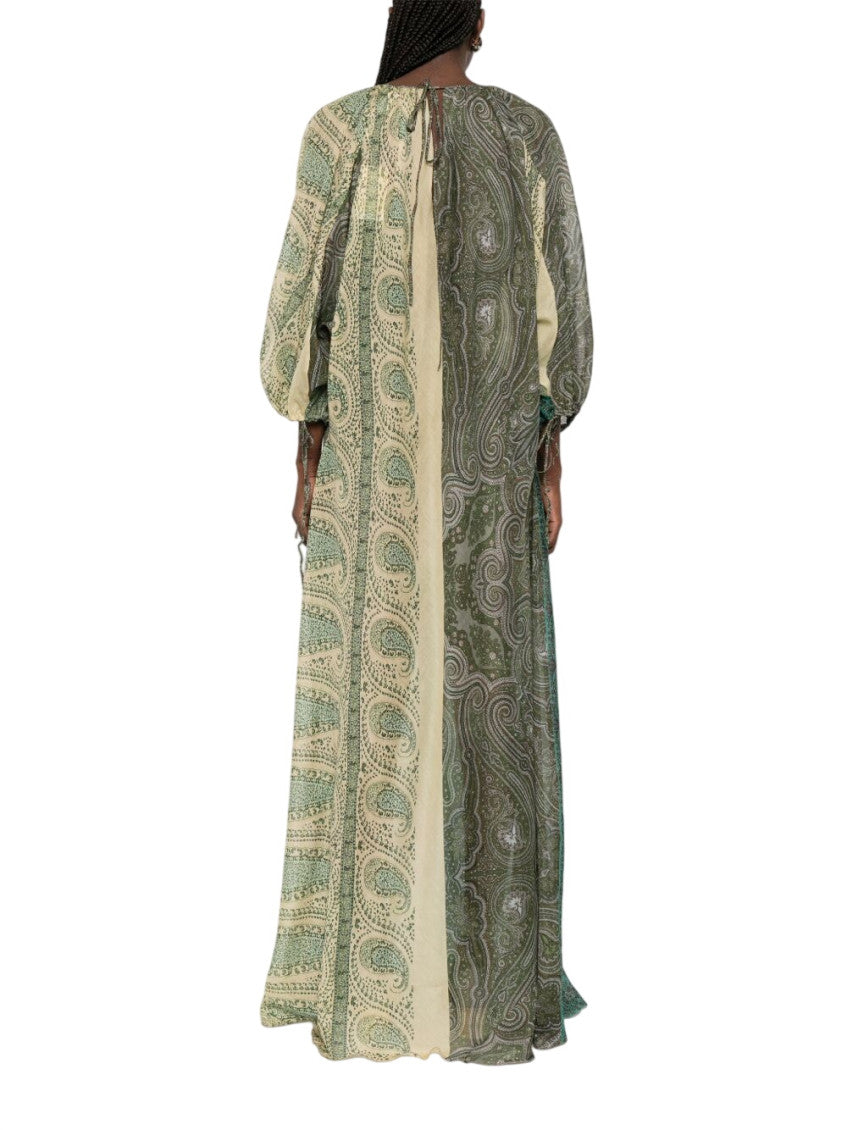 Green Paisley Round Neck Maxi Dress 3