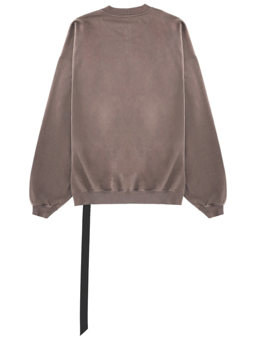 Taupe Solid Crew Neck Sweatshirt 4