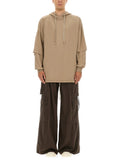 Beige Oversized Solid Hoodie 1