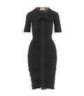 Black Solid V Neck Midi Dress 1