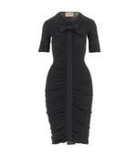 Black Solid V Neck Midi Dress 1