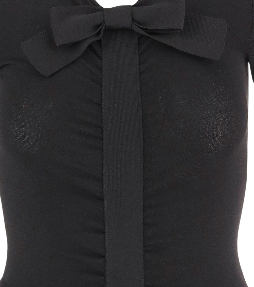 Black Solid V Neck Midi Dress 5