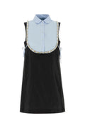 Black Embellished Shirt Collar Mini Dress 1