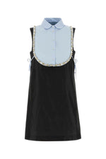 Black Embellished Shirt Collar Mini Dress 1