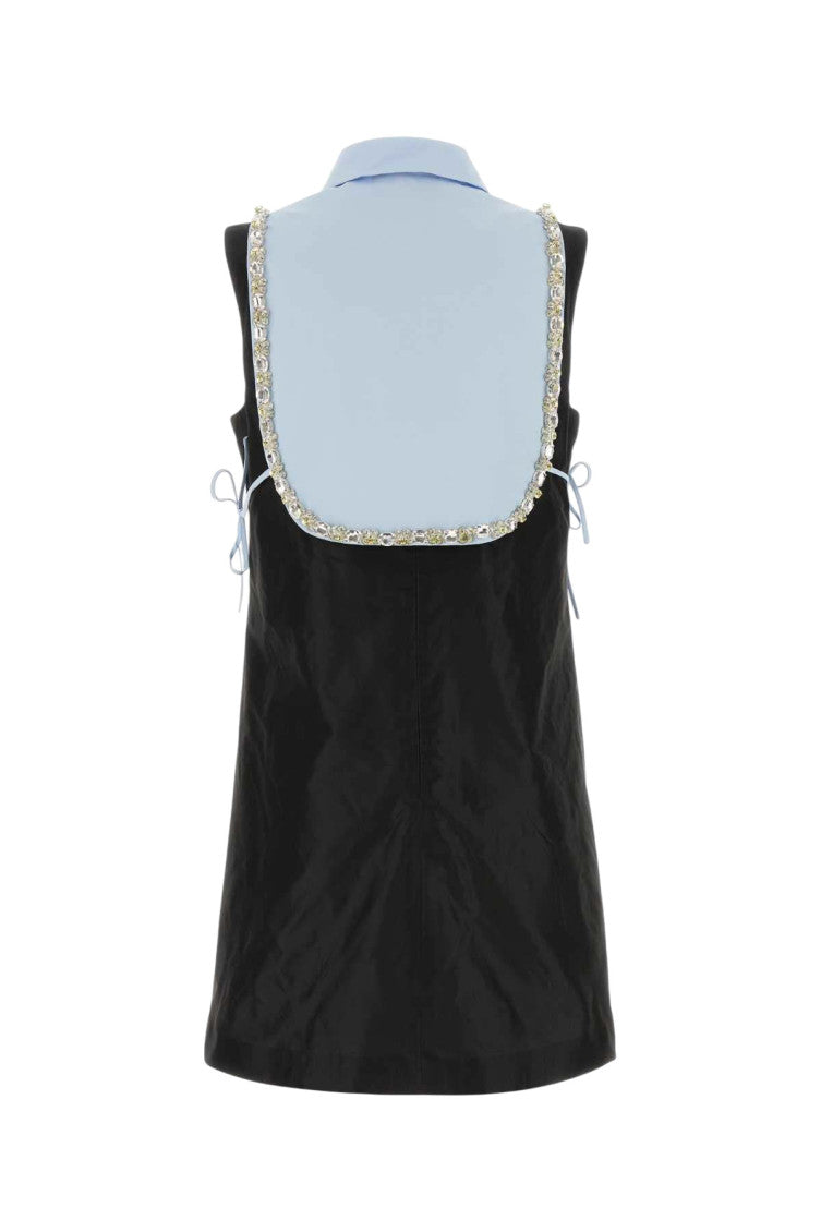 Black Embellished Shirt Collar Mini Dress 2