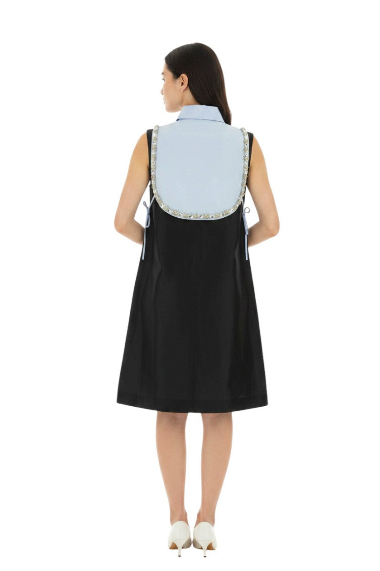 Black Embellished Shirt Collar Mini Dress 4