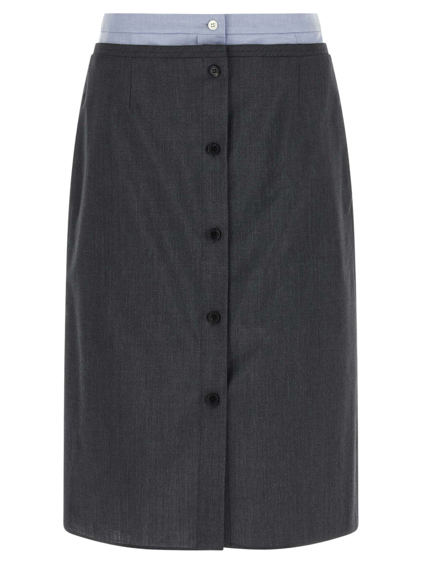 Grey Solid Midi Skirt 1