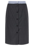 Grey Solid Midi Skirt 1