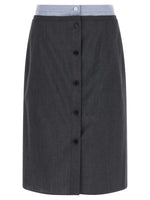 Grey Solid Midi Skirt 1