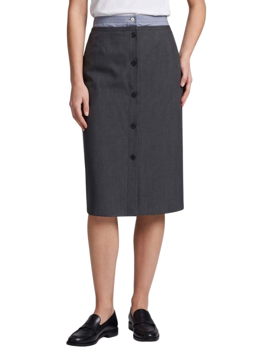Grey Solid Midi Skirt 3