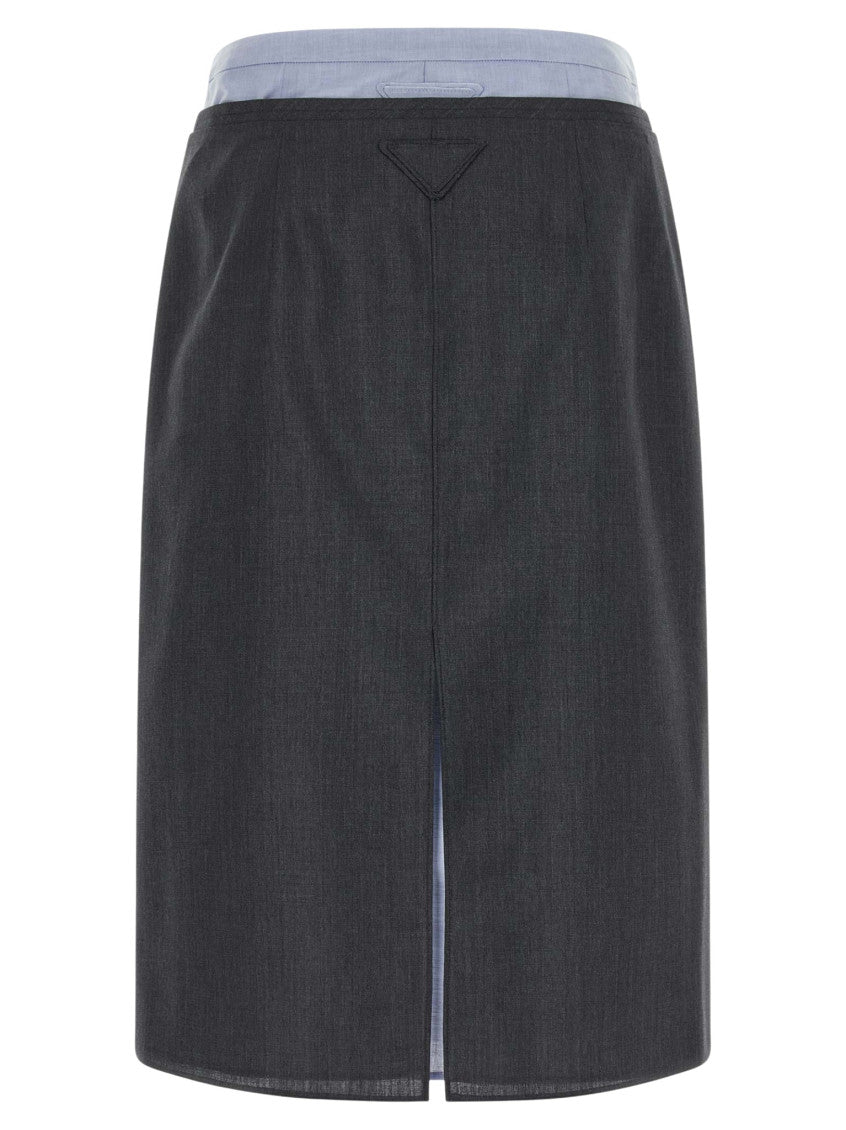 Grey Solid Midi Skirt 5