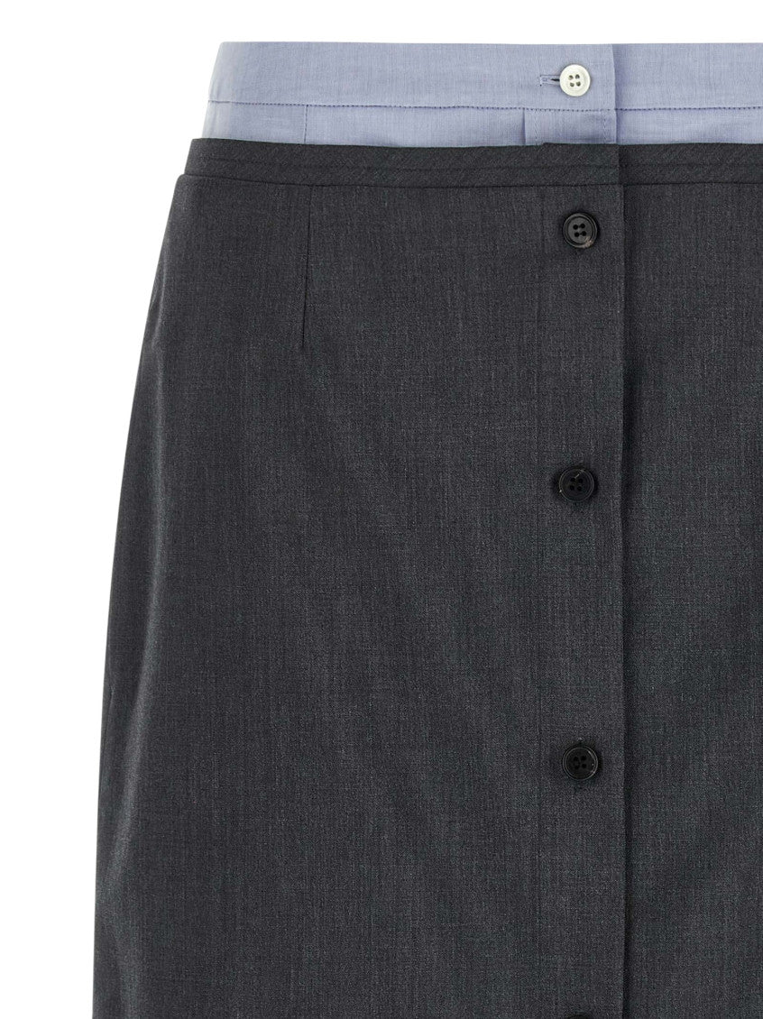 Grey Solid Midi Skirt 6