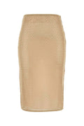 Beige Textured Midi Skirt 1