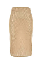 Beige Textured Midi Skirt 1