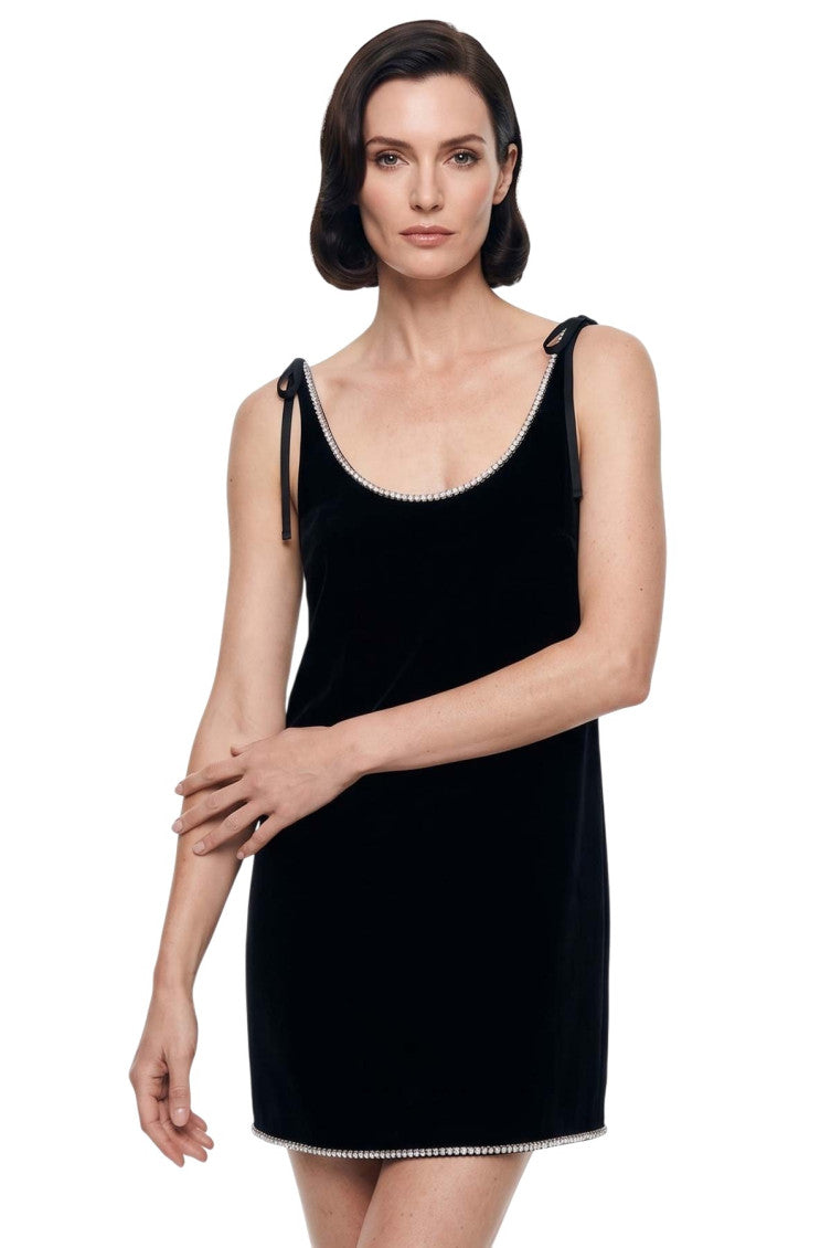 Black Embellished Scoop Neck Mini Dress 3
