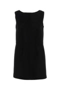 Black Solid Boat Neck Mini Dress 1