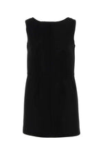 Black Solid Boat Neck Mini Dress 1