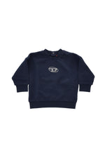 Blue Brushed Cotton Crewneck Sweatshirt with Lamè Logo 1