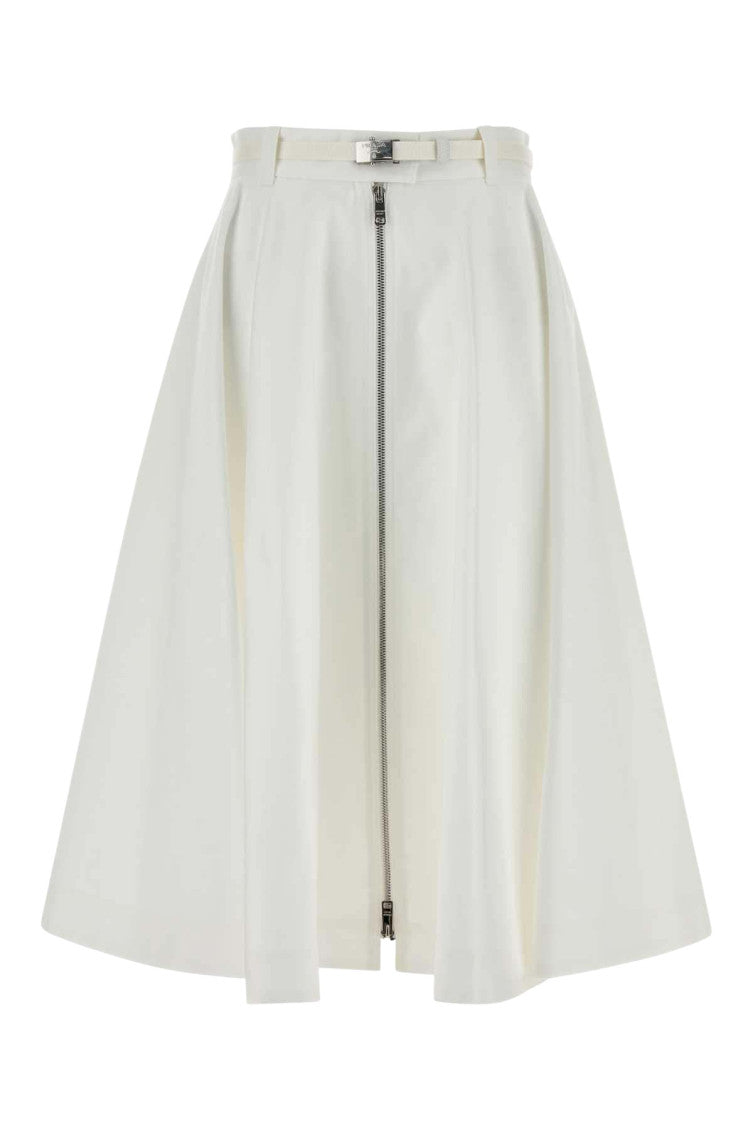 White Zipper Midi Skirt 1
