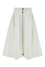 White Zipper Midi Skirt 1