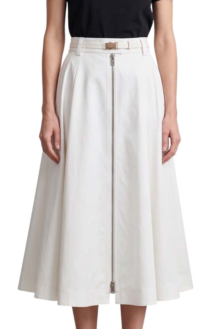 White Zipper Midi Skirt 3