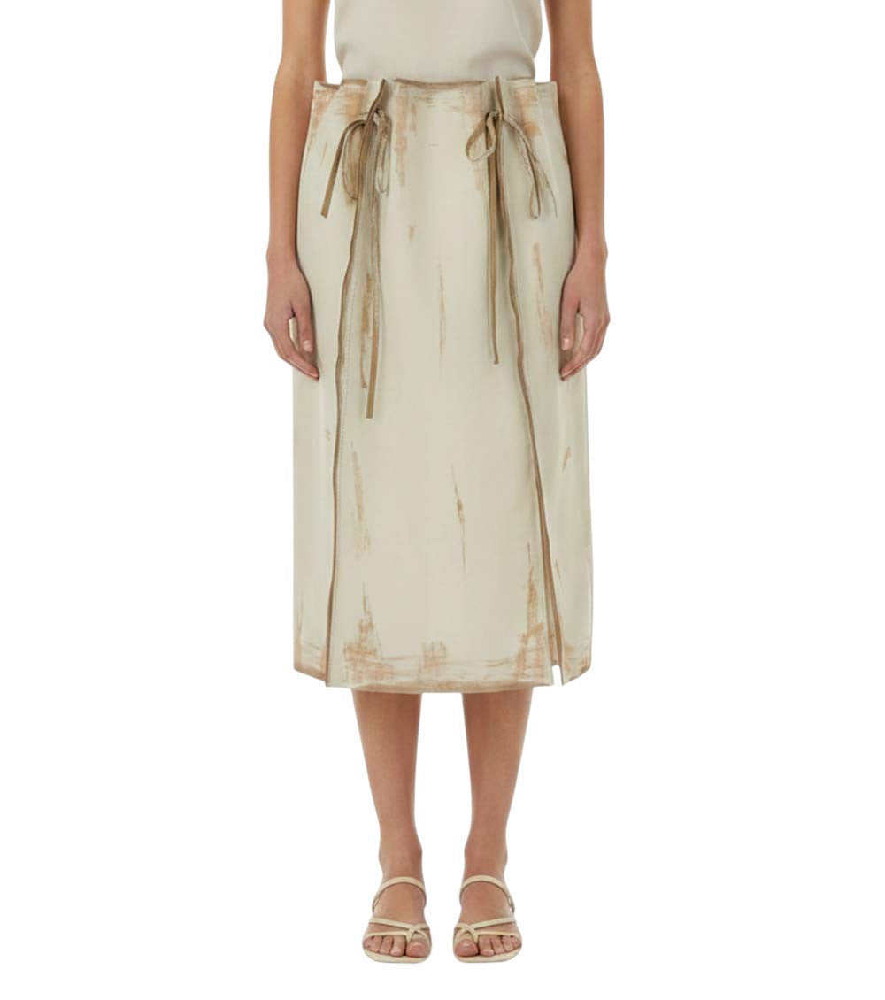 Beige Printed Knee Length Skirt 3