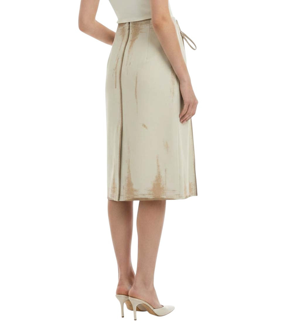 Beige Printed Knee Length Skirt 4