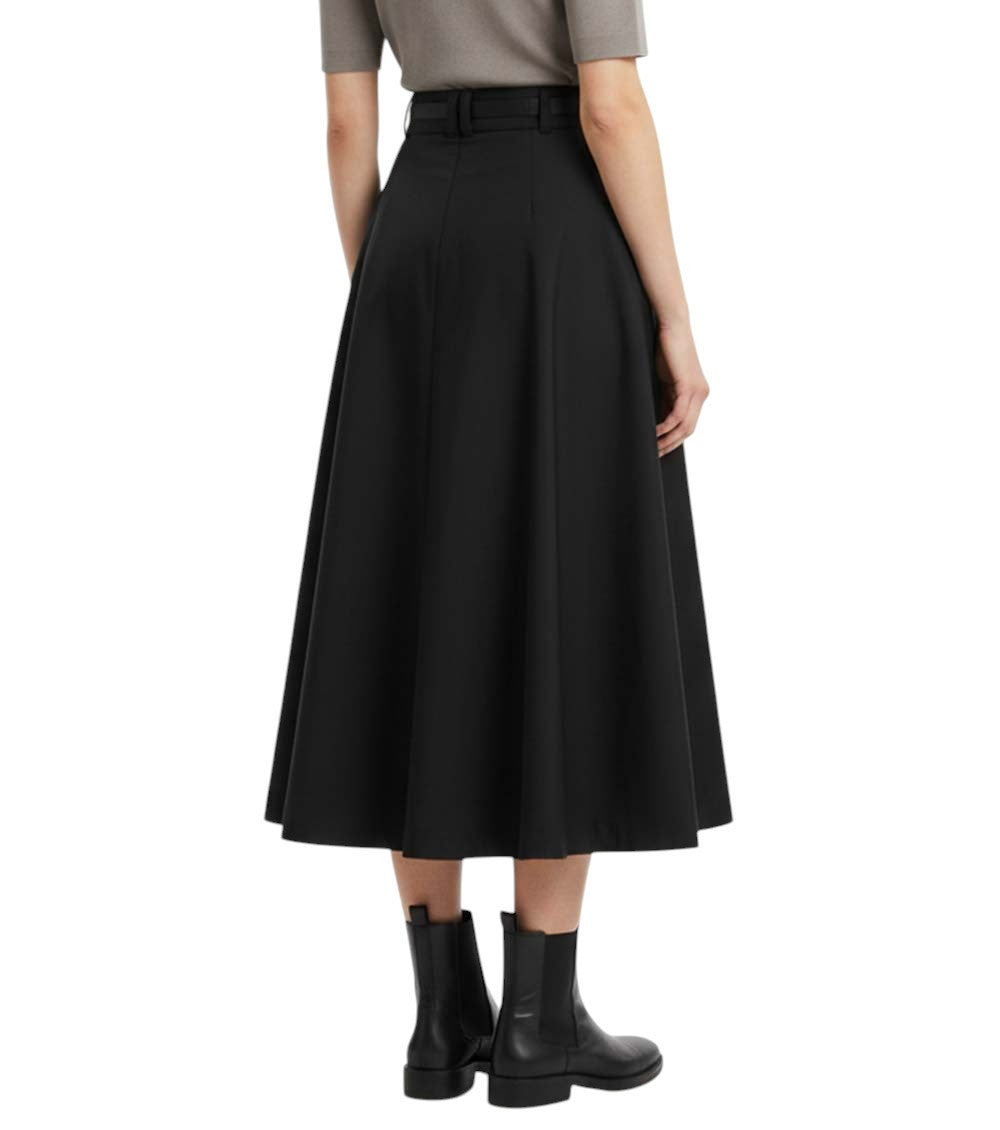 Black Solid Midi Skirt 4