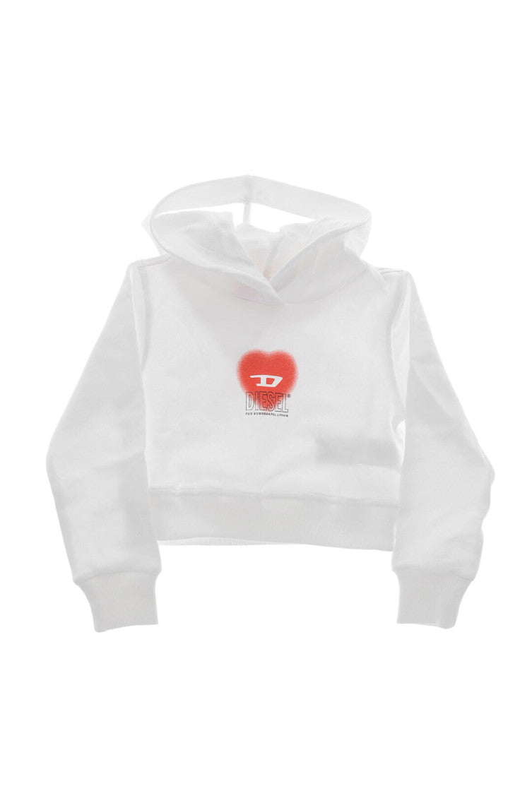 Girls White Graphic Hoodie 1