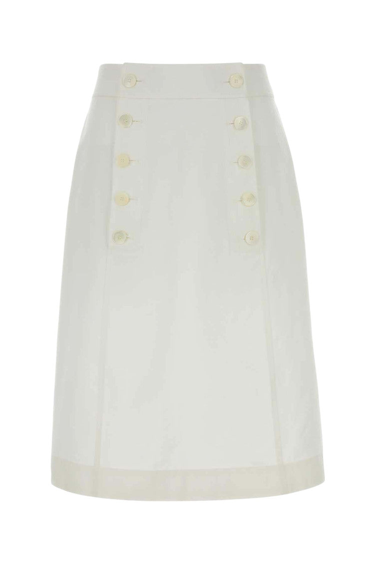 White Solid Midi Skirt 1