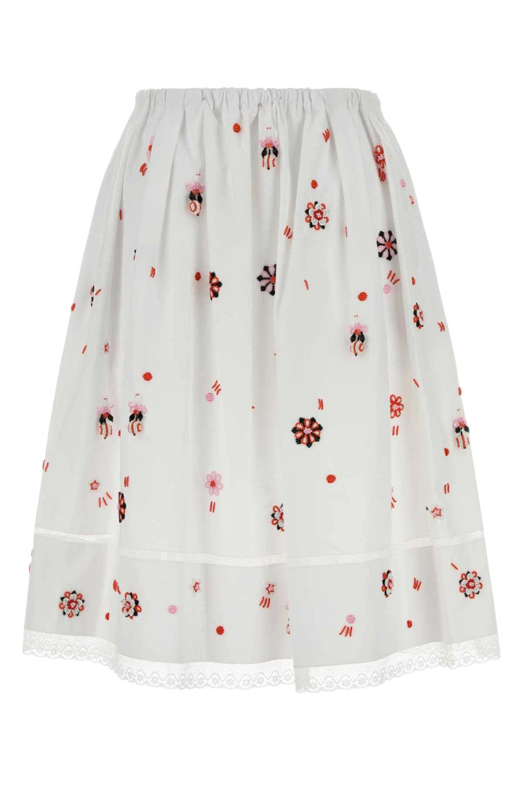 White Printed poplin skirt 1
