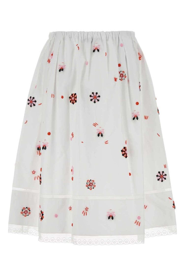 White Printed poplin skirt 2