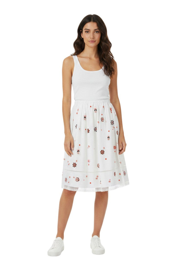 White Printed poplin skirt 3