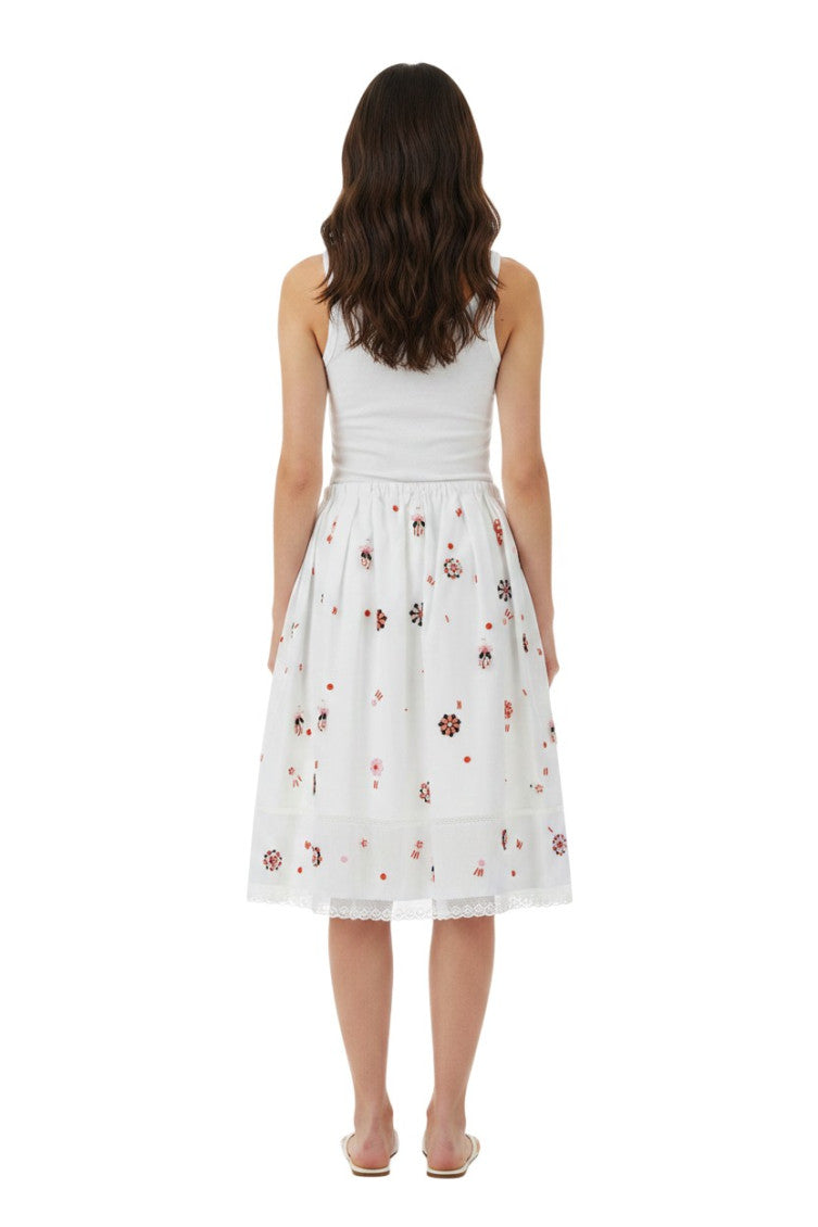 White Printed poplin skirt 4