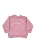 Pink Brushed Cotton Crewneck Sweatshirt with Lamè Logo 1