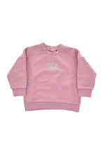 Pink Brushed Cotton Crewneck Sweatshirt with Lamè Logo 1